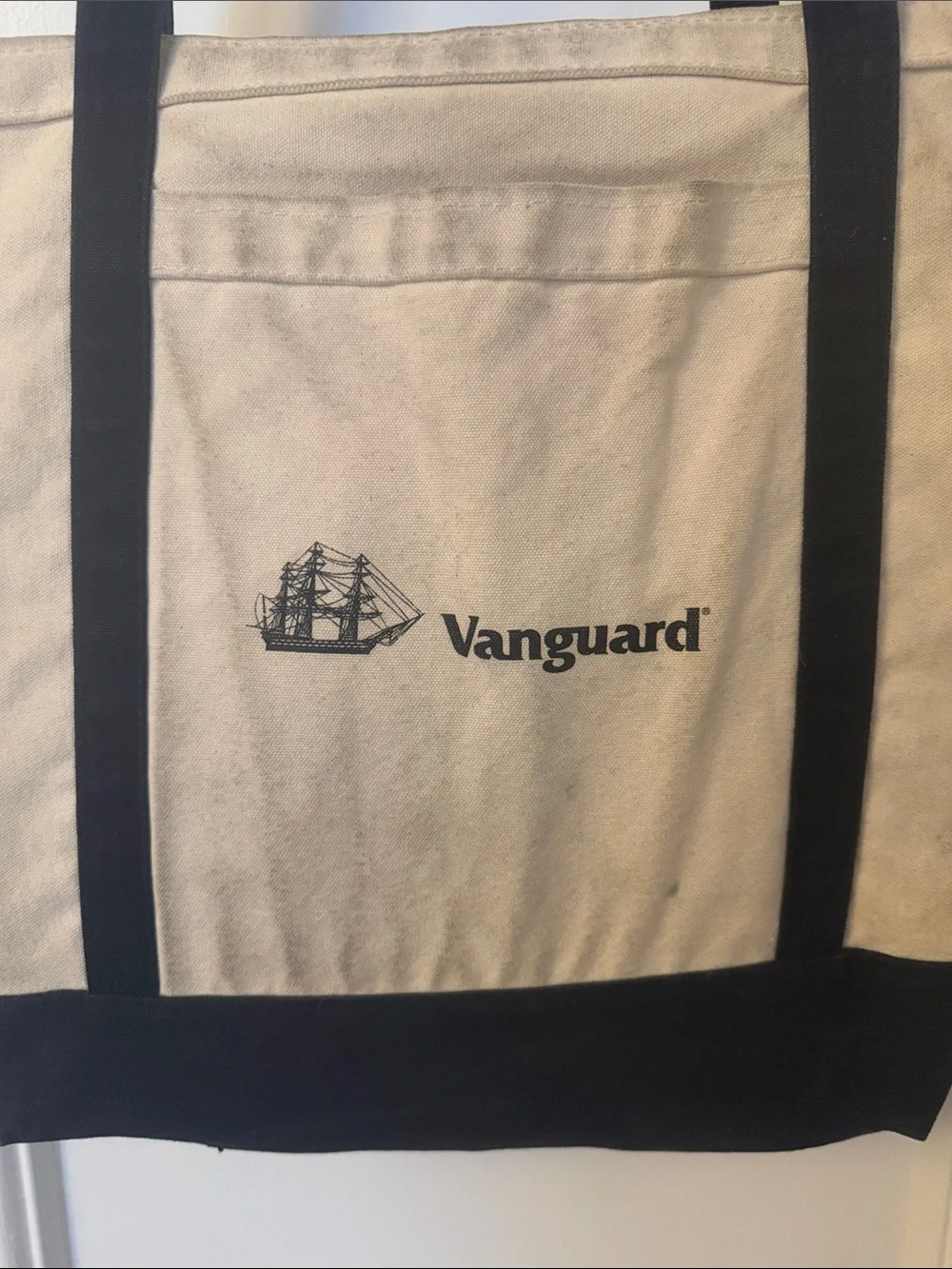 Vanguard Beige and Black Canvas computer travel zipped Tote